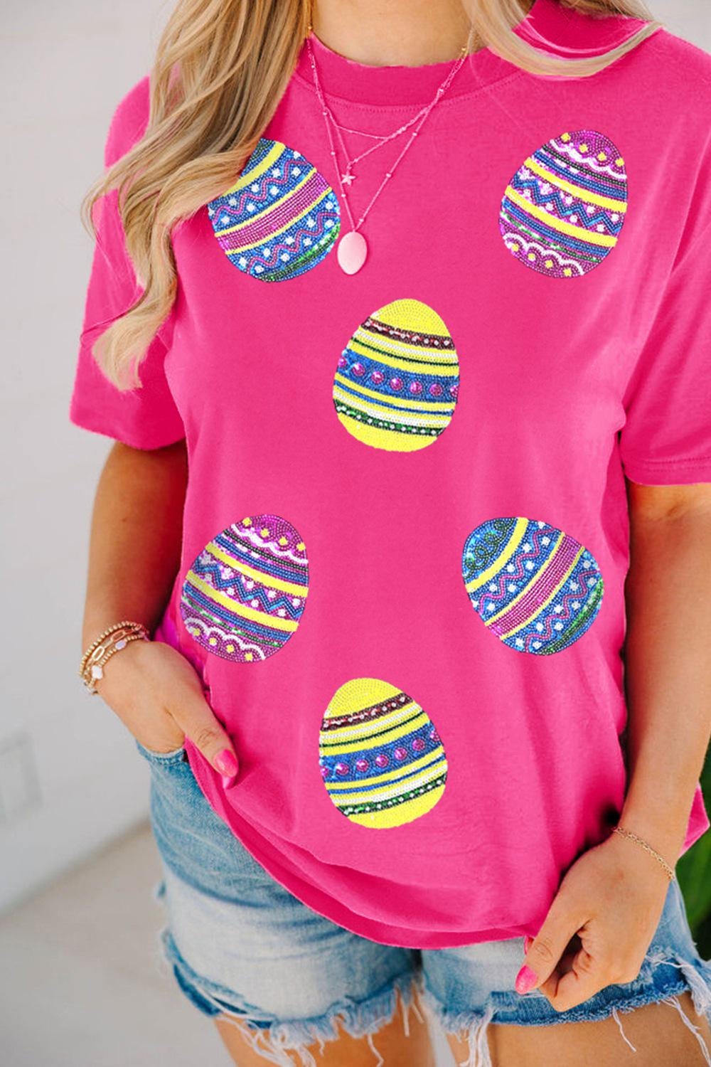Sequin Easter Egg Shirt Glitter Egg Chenille Patch Shirt For Girls And Women Easter Basket Stuffer Idea